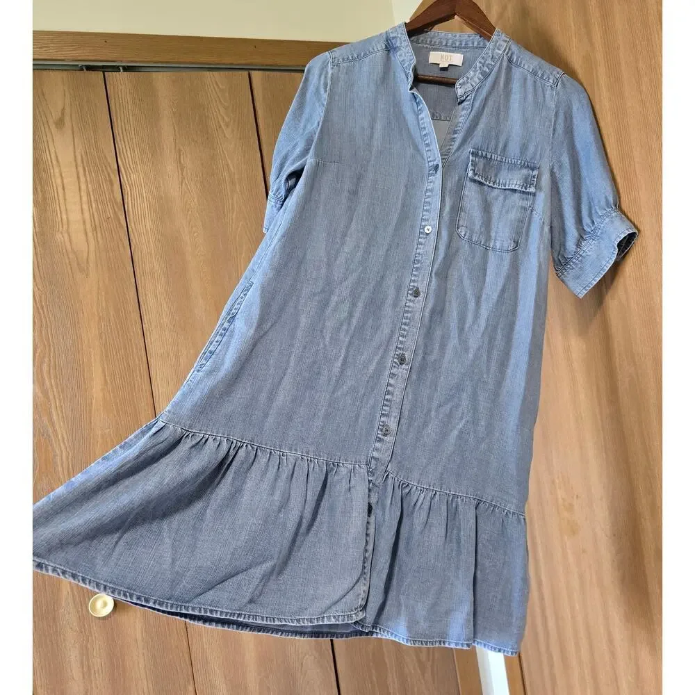 Kut From the Kloth Bruna Denim Chambray Button Front Shirt Dress